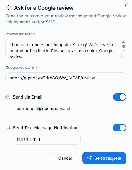 Customers in Dumpster Controls, real product screenshot