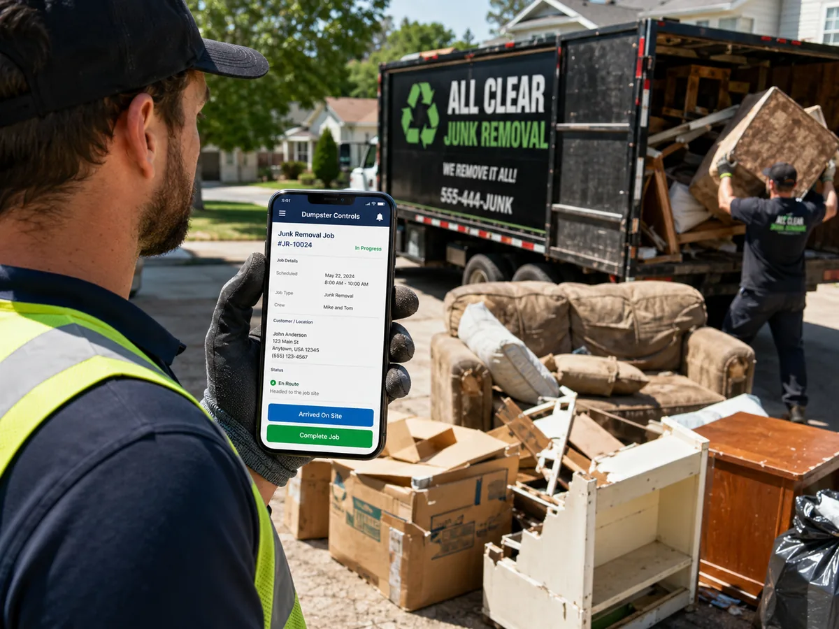 Junk Removal in Dumpster Controls, real product screenshot